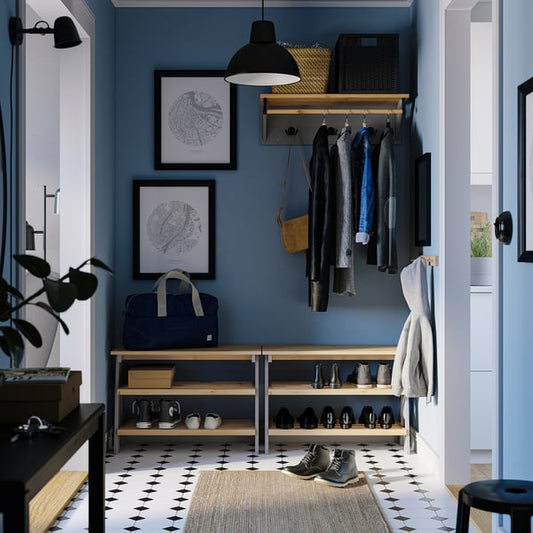 KALLSÖ bench with shoe storage, grey, 80x38x56 cm