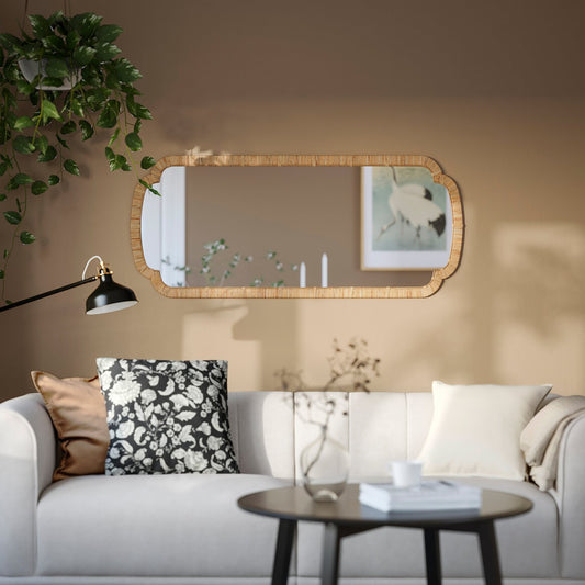 KANDLENÖT mirror, rattan, 60x140 cm