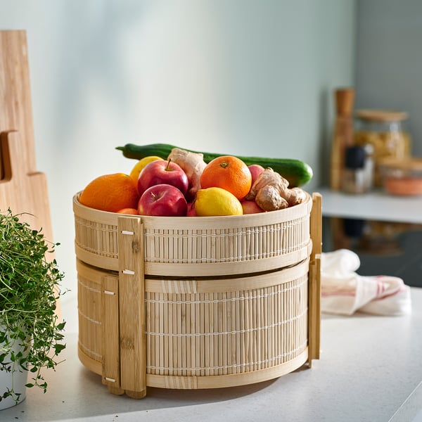 KANELMOTT vegetable/fruit basket, set of 2, bamboo