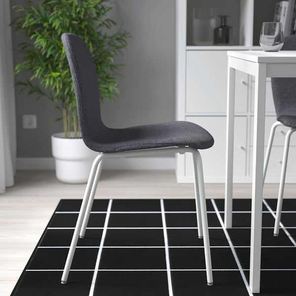 KARLPETTER chair, Gunnared medium grey/Sefast white, 46x80x50 cm