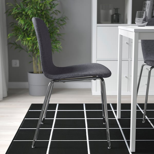 KARLPETTER chair, Gunnared medium grey/Sefast chrome-plated, 46x80x50 cm