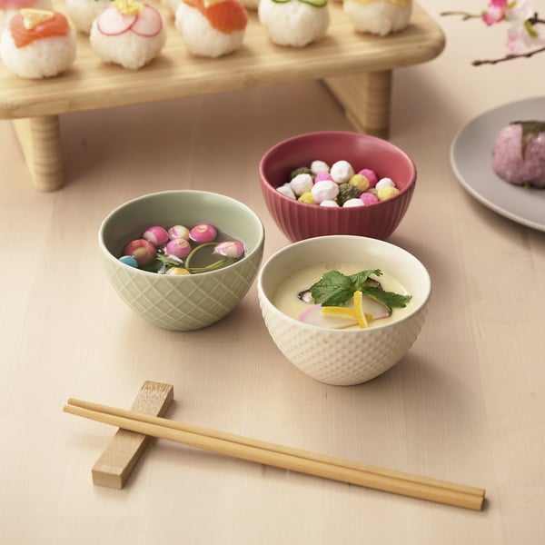 KEJSERLIG bowl, mixed colours, 10 cm, 3 pack