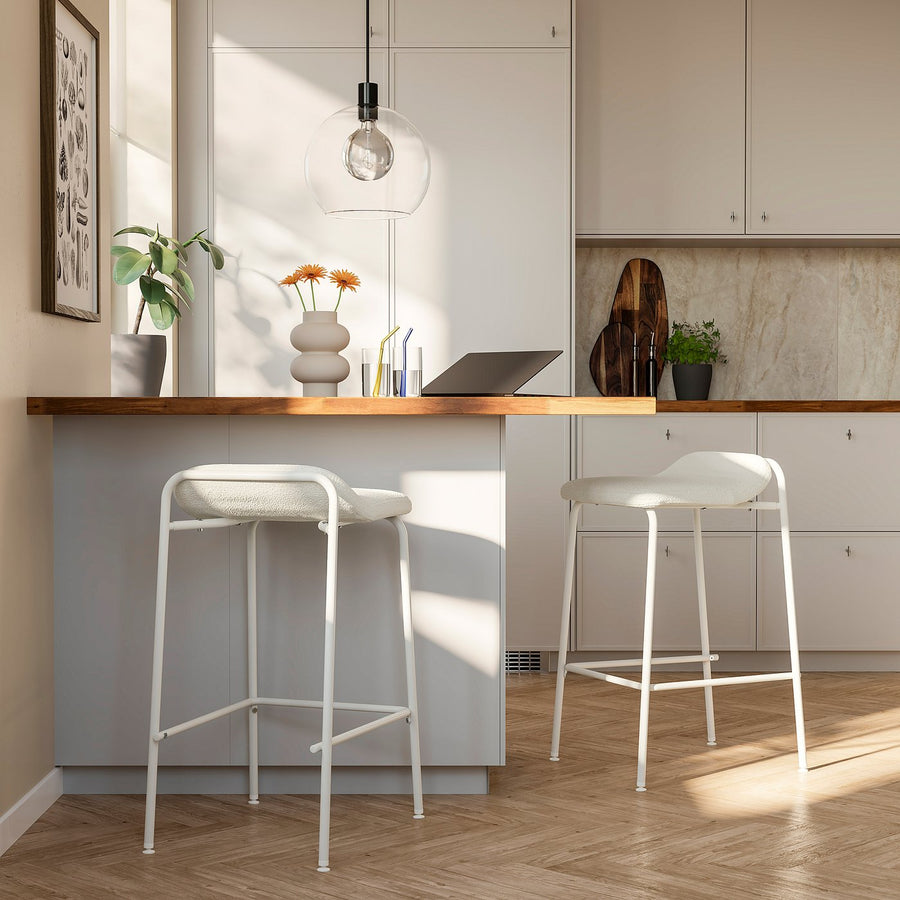 KESNACKEN bar stool, counter height white/Axvall off-white, 43.0x77x50 cm