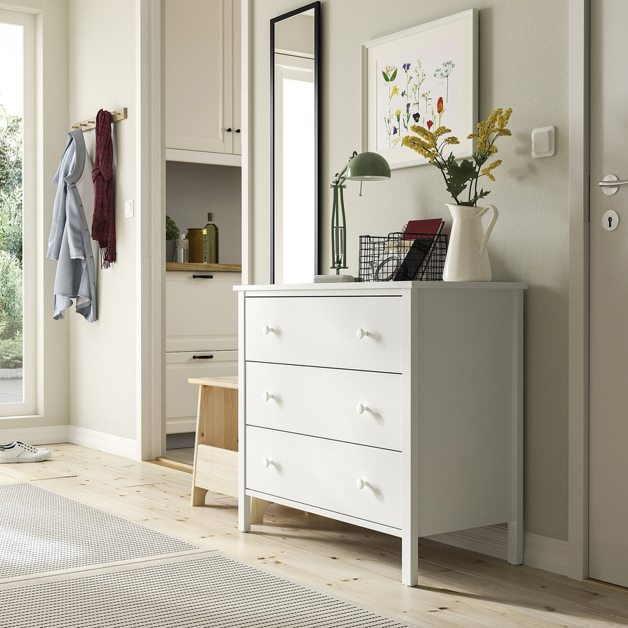 KILBERGET chest of 3 drawers, white, 86x78 cm