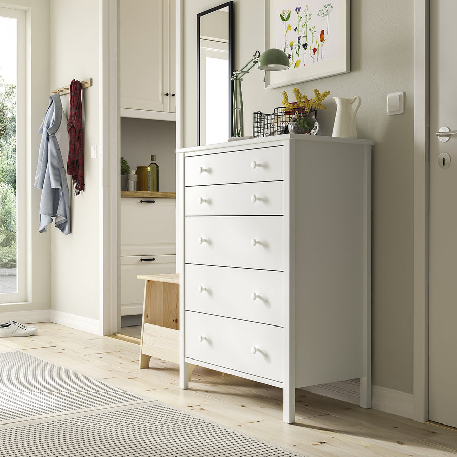 KILBERGET chest of 5 drawers, white, 76x102 cm