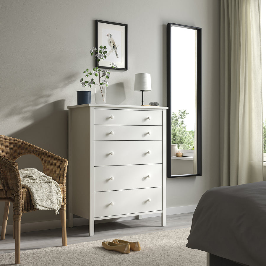 KILBERGET chest of 5 drawers, white, 76x102 cm