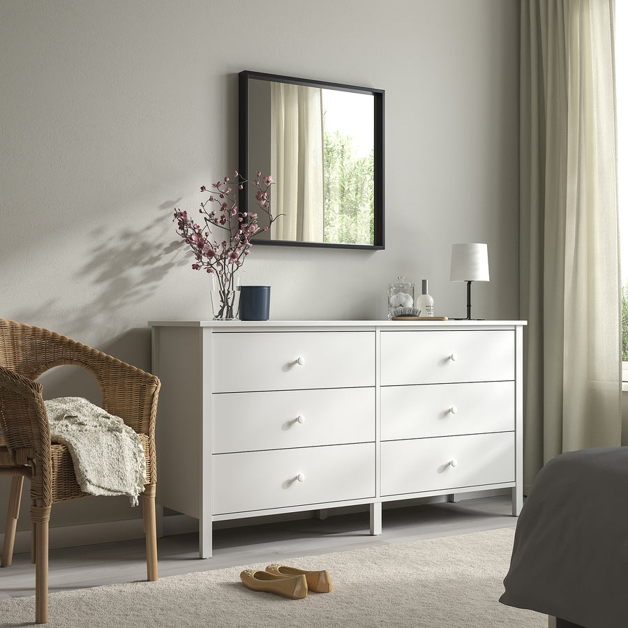 KILBERGET chest of 6 drawers, white, 144x78 cm