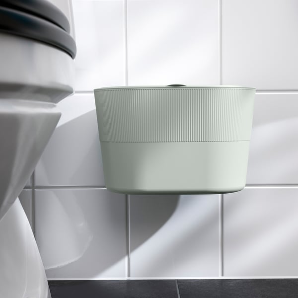 KINNASJÖ waste bin, with lid self-adhesive/green, 4 l