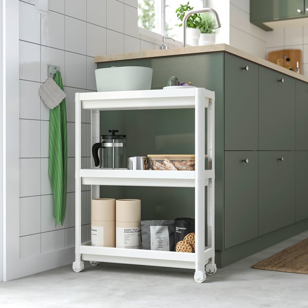 KINNASJÖ waste bin, with lid self-adhesive/green, 4 l