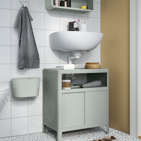 KINNASJÖ waste bin, with lid self-adhesive/green, 4 l