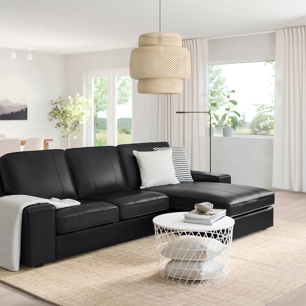 KIVIK 3-seat sofa, with chaise longue/Grann/Bomstad black, 280x83x163 cm