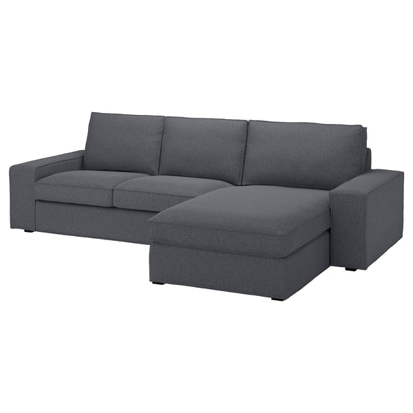 KIVIK 3-seat sofa with chaise longue, Gunnared medium grey, 280x83x163 cm