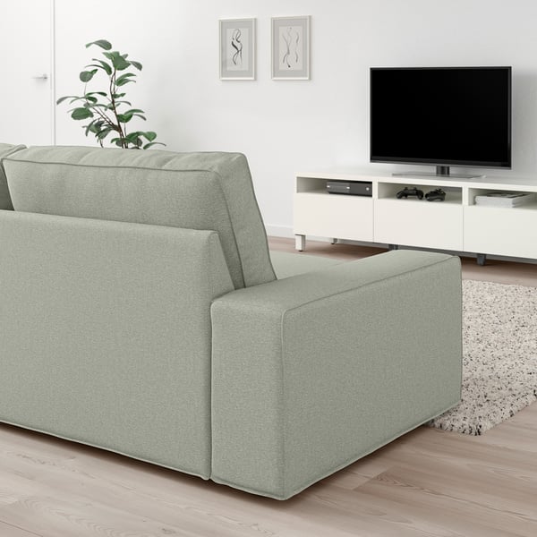 KIVIK 3-seat sofa with chaise longue, Gunnared light green, 280x83x163 cm
