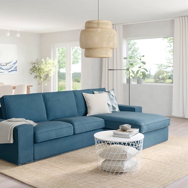 KIVIK 3-seat sofa with chaise longue, Tallmyra blue, 280x83x163 cm