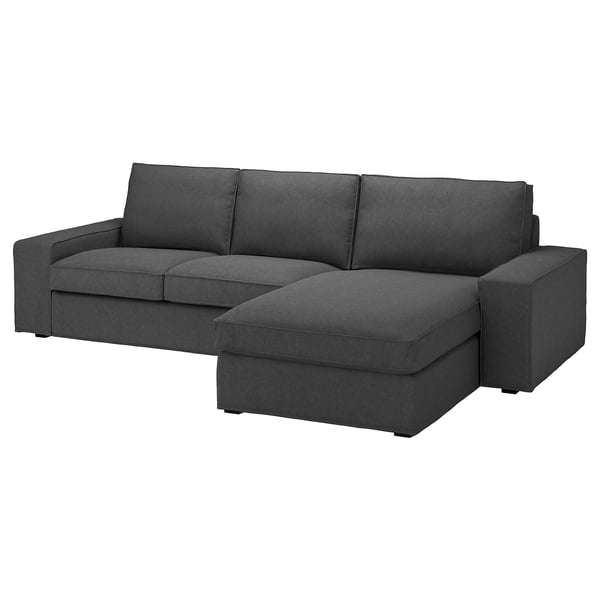 KIVIK 3-seat sofa with chaise longue, Tallmyra medium grey, 280x83x163 cm