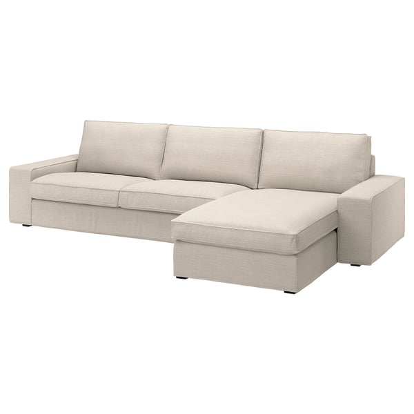 KIVIK 4-seat sofa with chaise longue, Gunnared beige, 318x83x163 cm