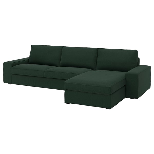 KIVIK 4-seat sofa with chaise longue, Tallmyra dark green, 318x83x163 cm