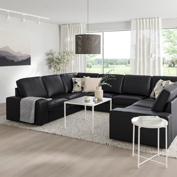 KIVIK u-shaped sofa, 6 seat, Grann/Bomstad black, 328x83x257 cm