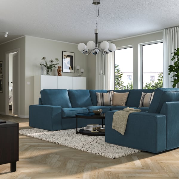 KIVIK u-shaped sofa, 6 seat, Tallmyra blue, 328x83x257 cm
