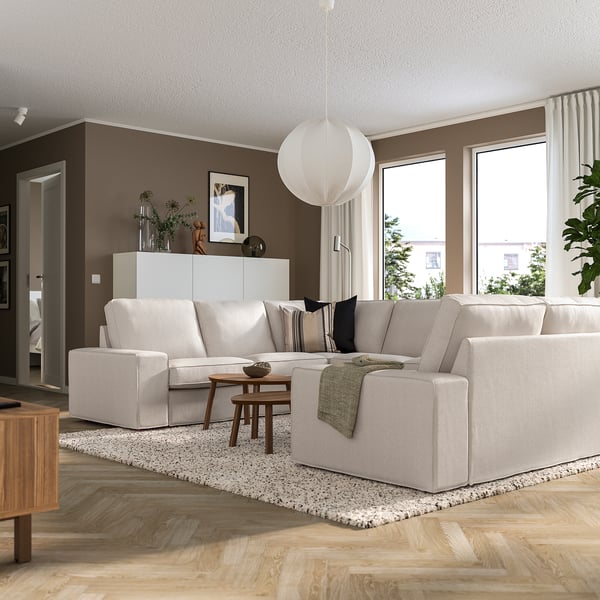 KIVIK u-shaped sofa, 6 seat, Tresund light beige, 328x83x257 cm