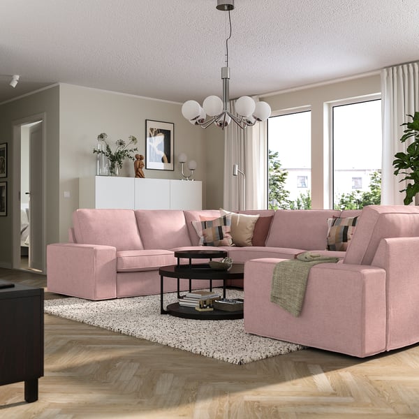 KIVIK u-shaped sofa, 7-seat, Gunnared light brown-pink, 24x83x257 cm