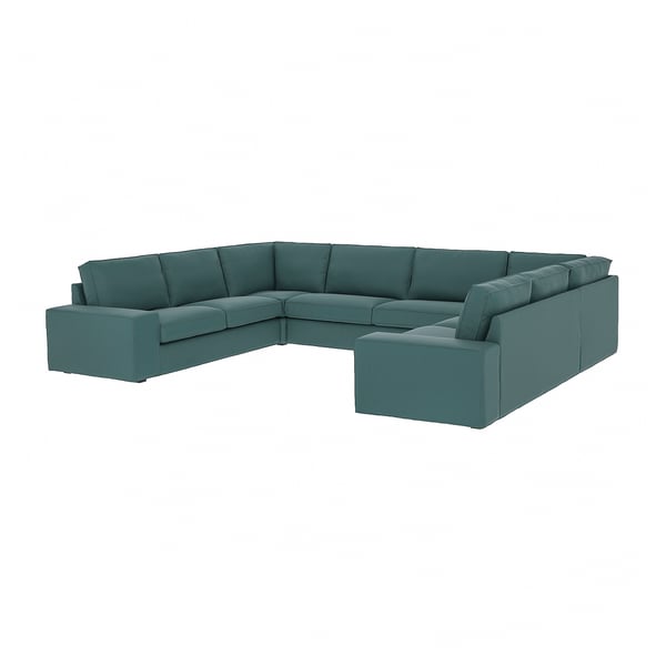 KIVIK u-shaped sofa, 7-seat, Kelinge grey-turquoise, 368x83x257 cm