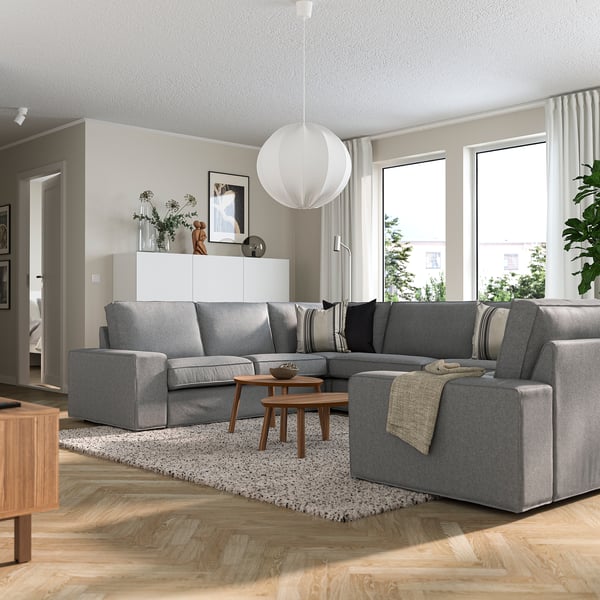 KIVIK u-shaped sofa, 7-seat, Tibbleby beige/grey, 368x83x257 cm