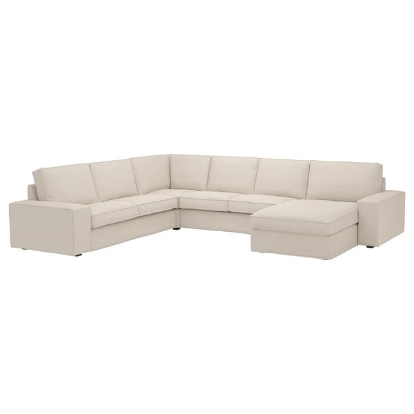KIVIK corner sofa, 5-seat w chaise longue, Gunnared beige, 24x83x95 cm