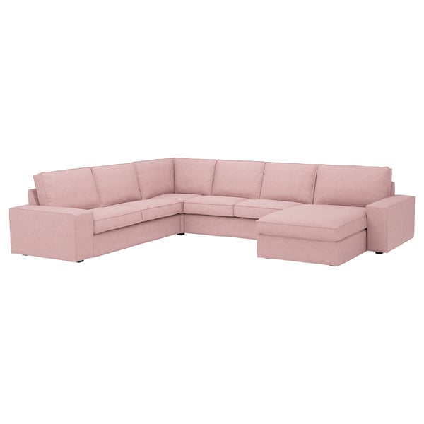 KIVIK corner sofa, 5-seat w chaise longue, Gunnared light brown-pink, 24x83x95 cm