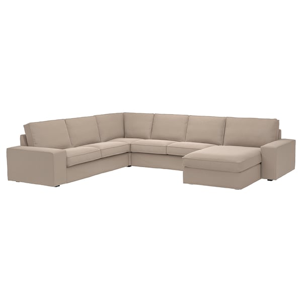 KIVIK corner sofa, 5-seat w chaise longue, Tallmyra beige, 24x83x95 cm