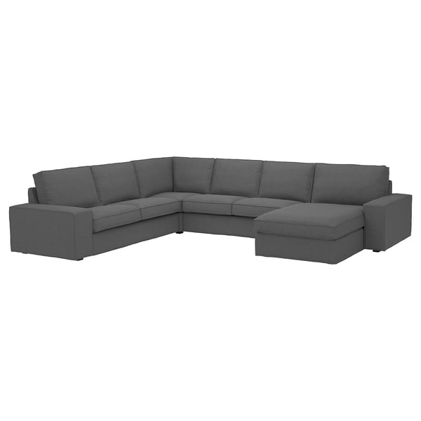 KIVIK corner sofa, 5-seat w chaise longue, Tallmyra medium grey, 24x83x95 cm
