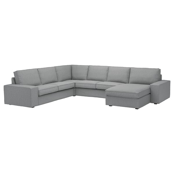 KIVIK corner sofa, 5-seat w chaise longue, Tibbleby beige/grey, 24x83x95 cm
