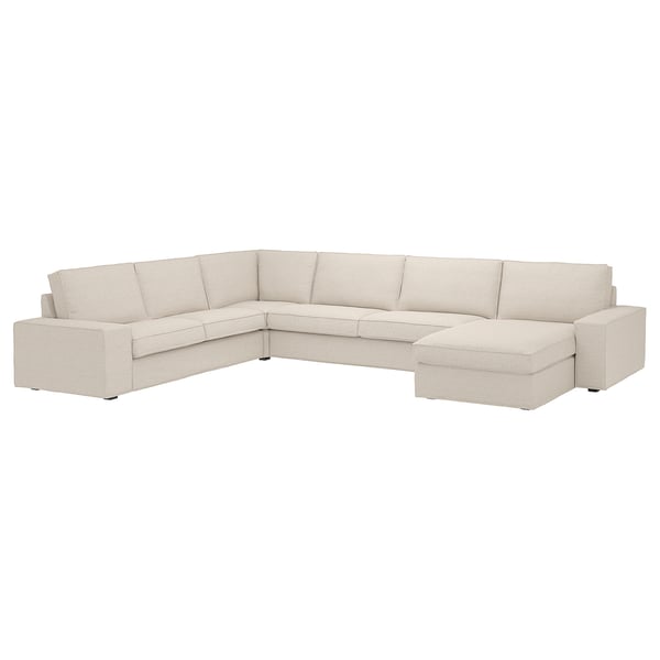 KIVIK corner sofa, 6-seat w chaise longue, Gunnared beige, 257x83x163 cm