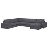 KIVIK corner sofa, 6-seat w chaise longue, Gunnared medium grey, 257x83x163 cm