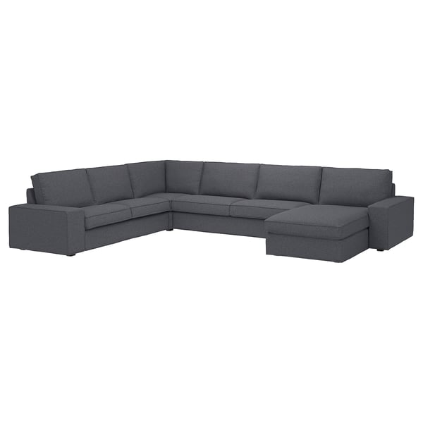 KIVIK corner sofa, 6-seat w chaise longue, Gunnared medium grey, 257x83x163 cm