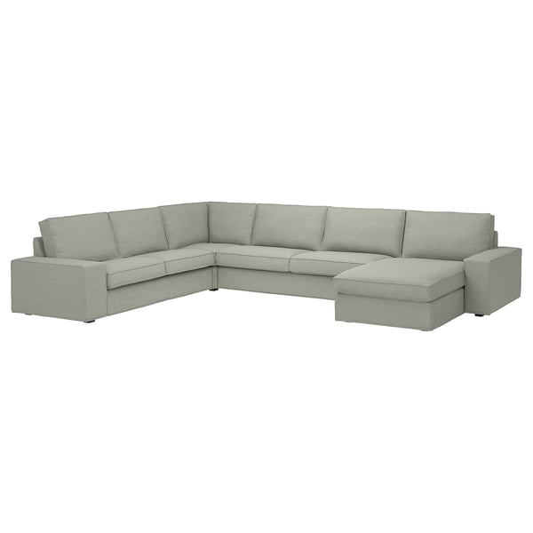 KIVIK corner sofa, 6-seat w chaise longue, Gunnared light green, 257x83x163 cm