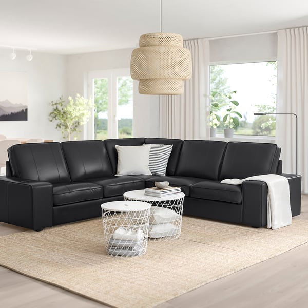 KIVIK corner sofa, 4-seat, Grann/Bomstad black, 257x83x95 cm