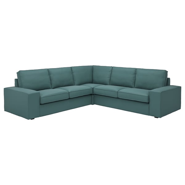 KIVIK corner sofa, 4-seat, Kelinge grey-turquoise, 257x83x95 cm