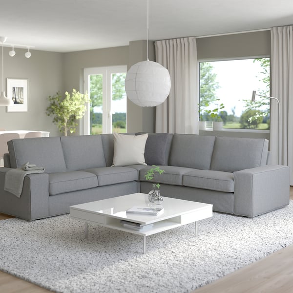 KIVIK corner sofa, 4-seat, Tibbleby beige/grey, 257x83x95 cm