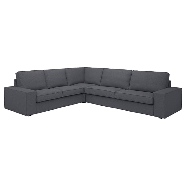 KIVIK corner sofa, 5-seat, Gunnared medium grey, 24x83x95 cm