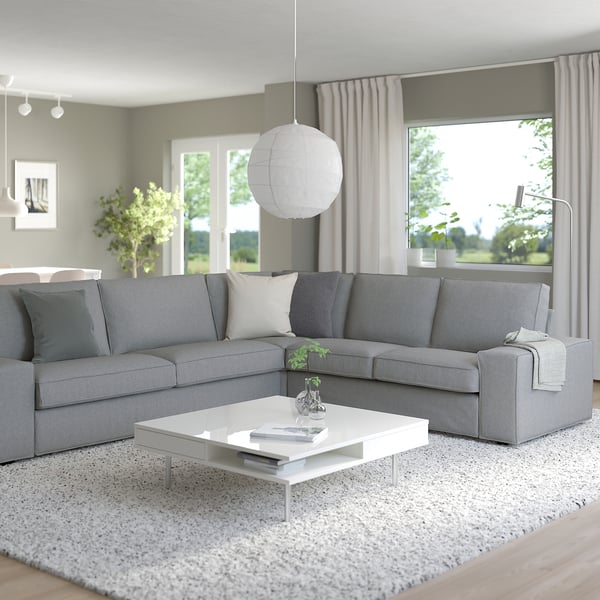 KIVIK corner sofa, 5-seat, Tibbleby beige/grey, 24x83x95 cm