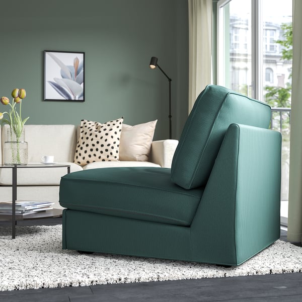 KIVIK 1-seat sofa-bed, Kelinge grey-turquoise, 197x90 cm