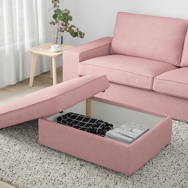 KIVIK footstool with storage, Gunnared light brown-pink, 90x43x70 cm