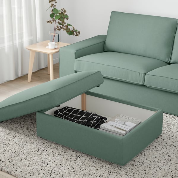 KIVIK footstool with storage, Tallmyra light green, 90x43x70 cm