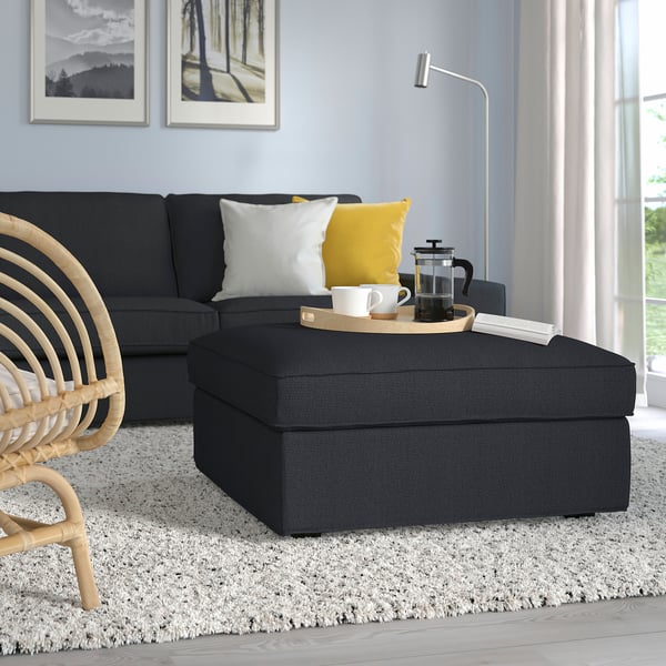 KIVIK footstool with storage, Tresund anthracite, 90x43x70 cm