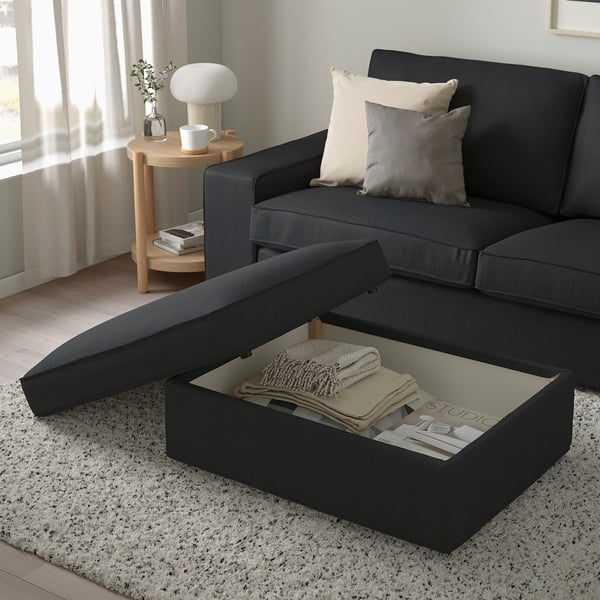 KIVIK footstool with storage, Tresund anthracite, 90x43x70 cm