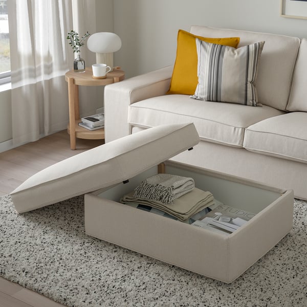 KIVIK footstool with storage, Tresund light beige, 90x43x70 cm