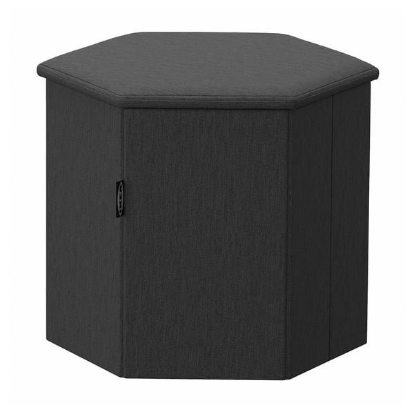 KJUGE pouffe with storage, Knisa dark grey, 38 cm