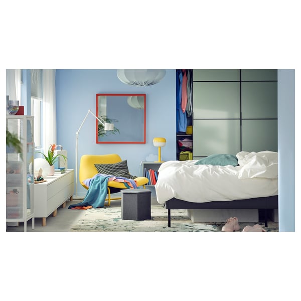 KJUGE pouffe with storage, Knisa dark grey, 38 cm