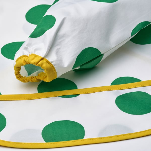 KLADDIG bib, white/green, 38x30 cm